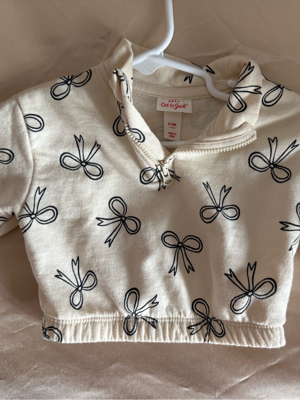 Carter's Cream Pullover Sweatshirt with Black Bow Print